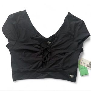 NWT Forever 21 Black Lace-Up Athletic Crop Top | Size M